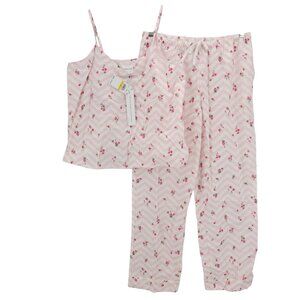 NWT BEDHEAD Cami PJ Pant Set Josephine Floral Stripe 100% Organic Cotton MEDIUM